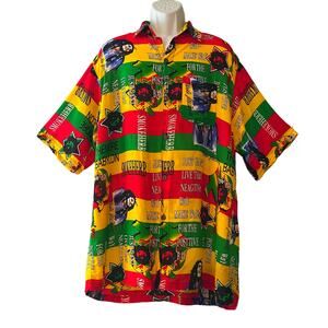 Bob Marley MAKE WAY FOR THE POSITIVE Rasta Aloha Shirt Size 3XL (runs small)
